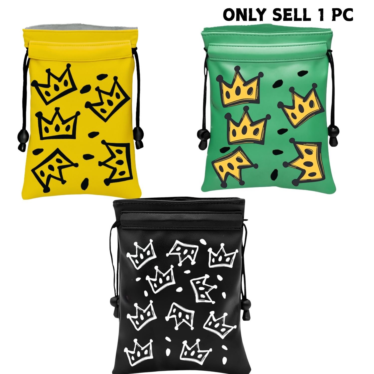 Golf Equipment Stores - กระเป๋าใส่ของมีค่าสำหรับกอล์ฟ Crown, กระเป๋าใส่ของมีค่าสำหรับกอล์ฟลายทีกอล์ฟสุดเก๋, กระเป๋าใส่ทีกอล์ฟหนัง PU พร้อมเชือกรูดปิด