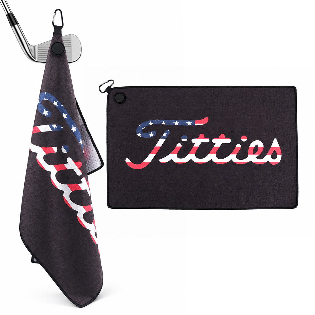 Golf Towel Waffle - ผ้าเช็ดตัวแม่เหล็กสำหรับกอล์ฟลายธงชาติอเมริกัน ขนาด 23.6 ฟุต x 15.7